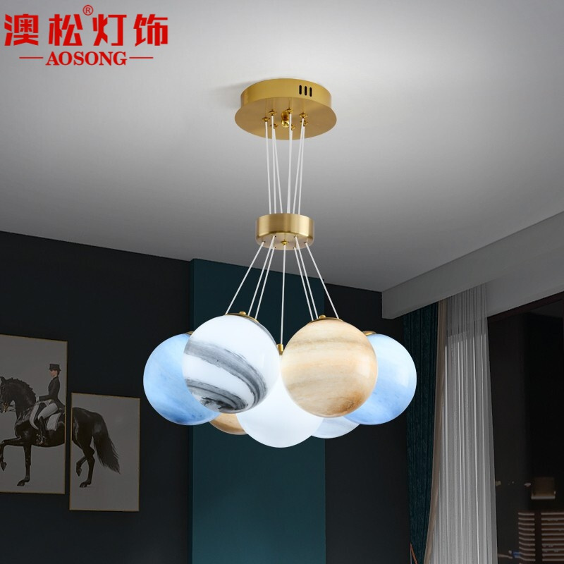 澳松 北欧后现代星球吊灯时尚轻奢客厅灯设计师个性创意吊灯卧室餐厅台吧样板间楼梯led灯具