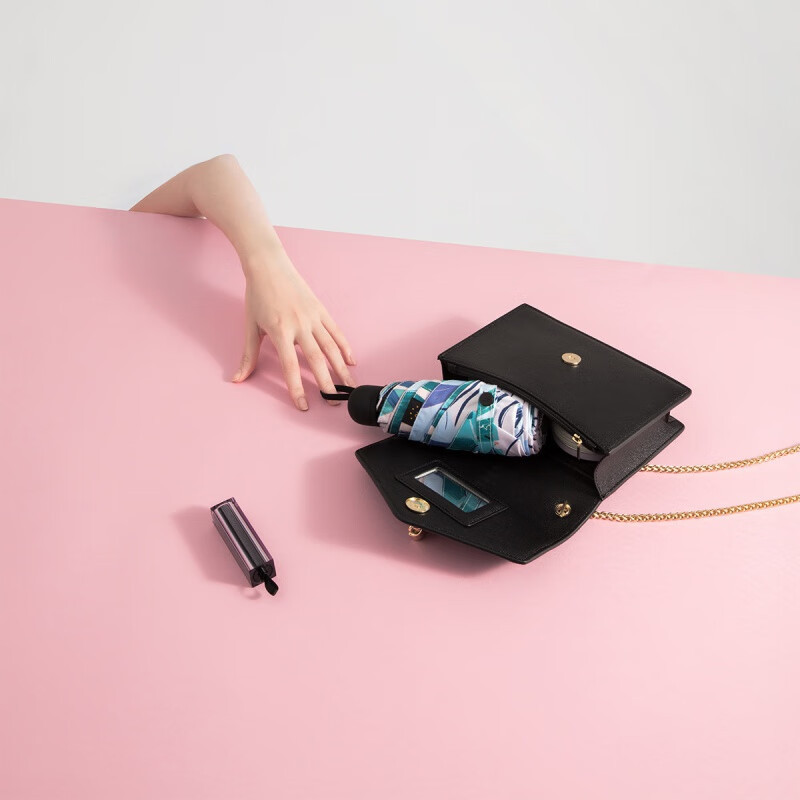 蕉下便携迷你巴掌太阳伞防紫外线防晒遮阳伞拇指伞小巧雨伞女绿萦胶囊壳小巧五折