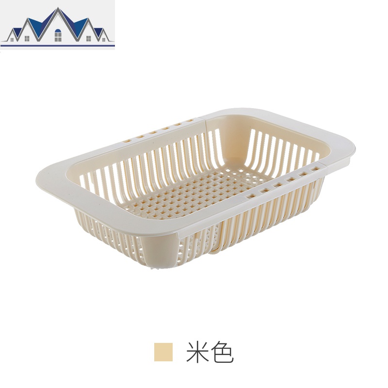 可伸缩水沥水架洗菜盆置物架碗筷架子家用厨房碗碟架蔬菜收纳架_9_248 米色
