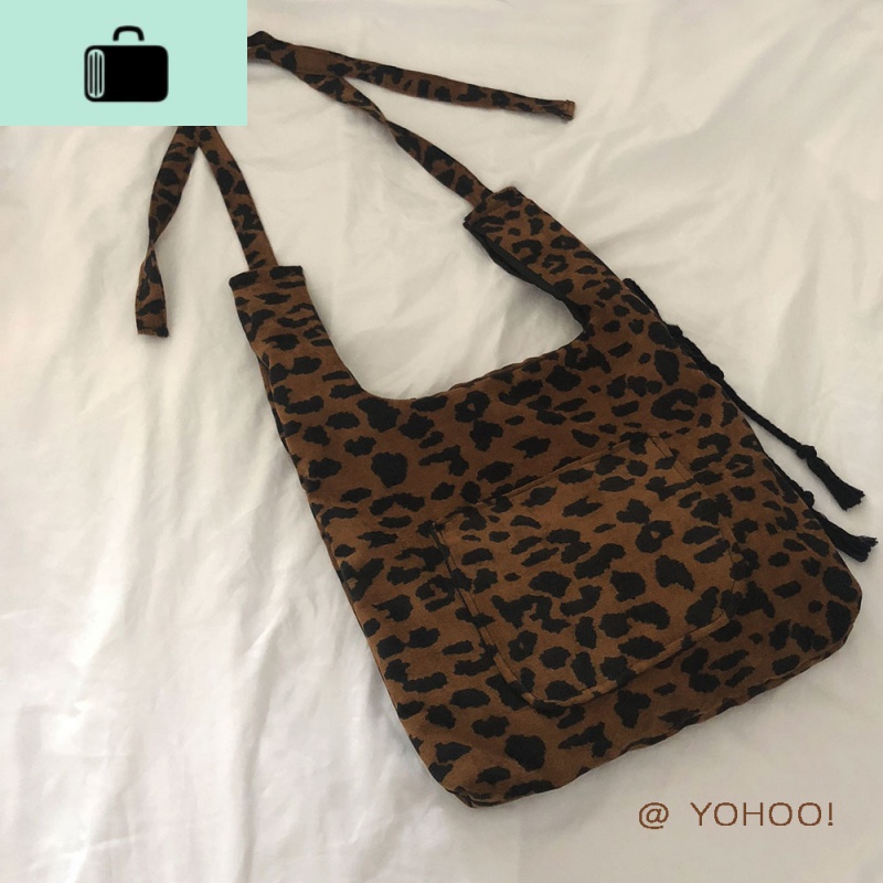 ins大热 摩登复古豹纹秋冬灯芯绒斜挎包单肩帆布袋手提女NEW LAKE 图片款可手提单肩斜挎女斜挎包