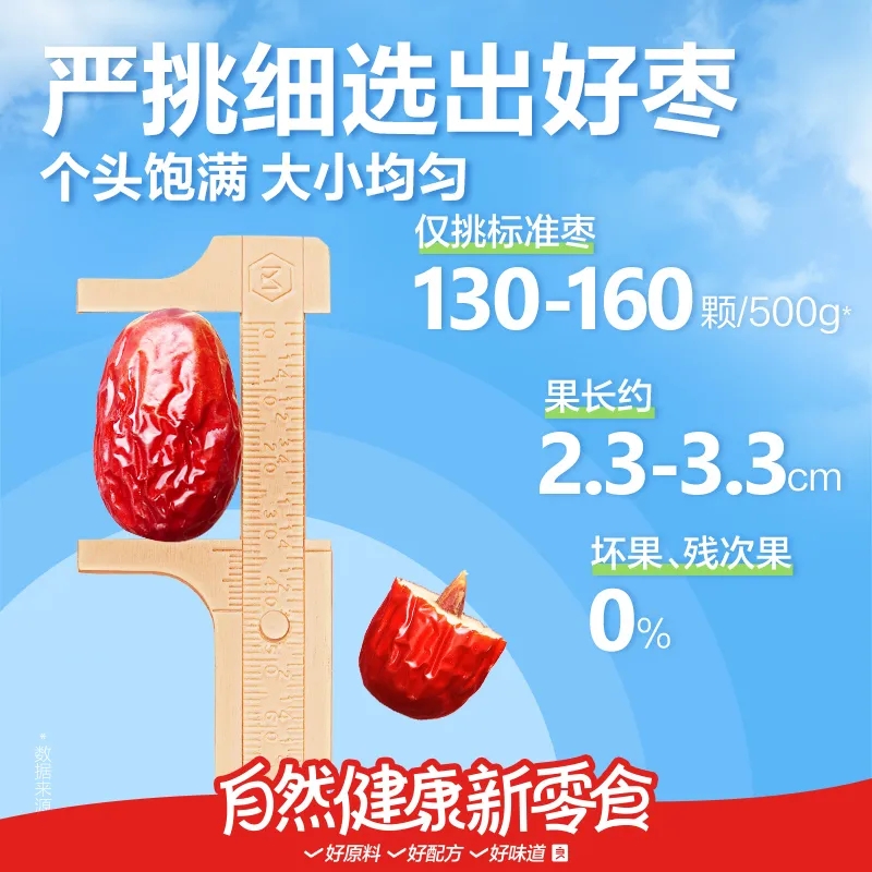 良品铺子新疆免洗红枣约390颗即食红枣零食小吃泡水煲汤休闲零食1500g高清大图