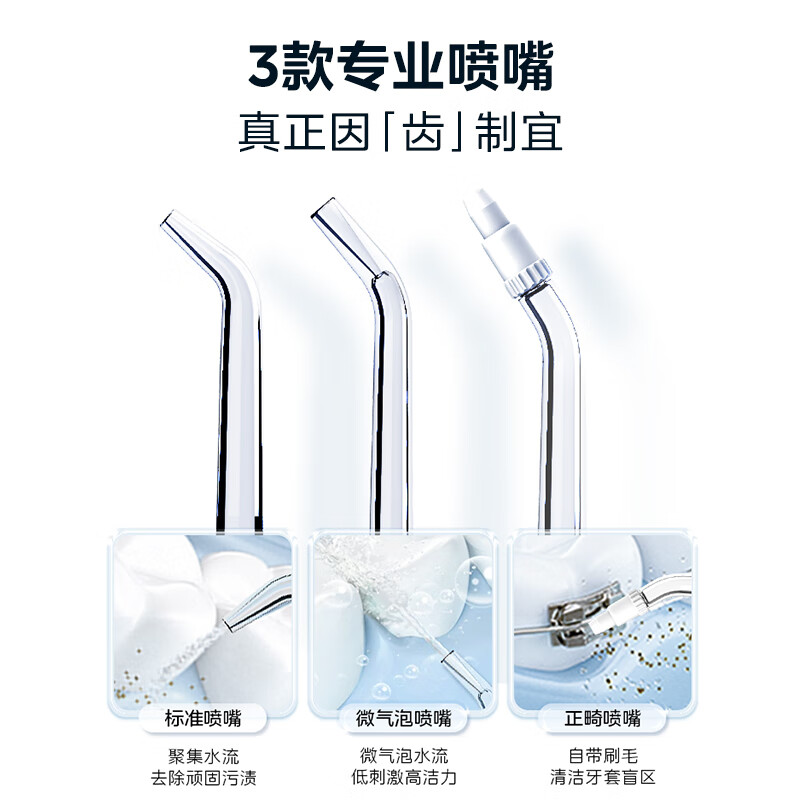 美的(Midea)便携手持立式冲牙器4模式3喷嘴180ml 琉璃黑 cl2高清大图
