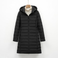 新款女式90绒纯色女装连帽带帽无缝羽绒服中长款大码外套_751031