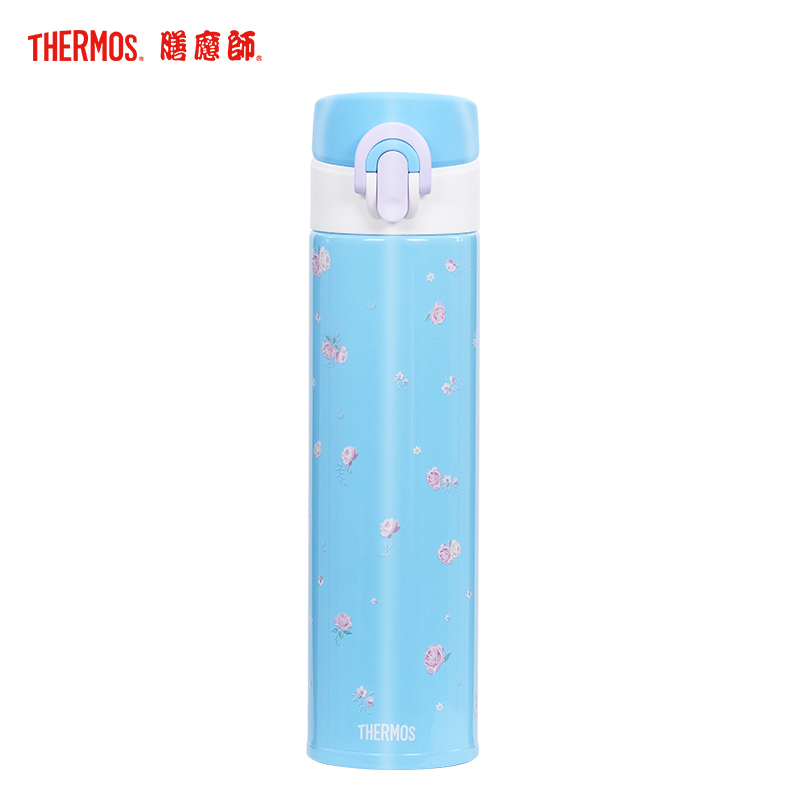 膳魔师保温杯男女不锈钢碎花桌面办公保温直饮杯JNI-403M-PL蓝色