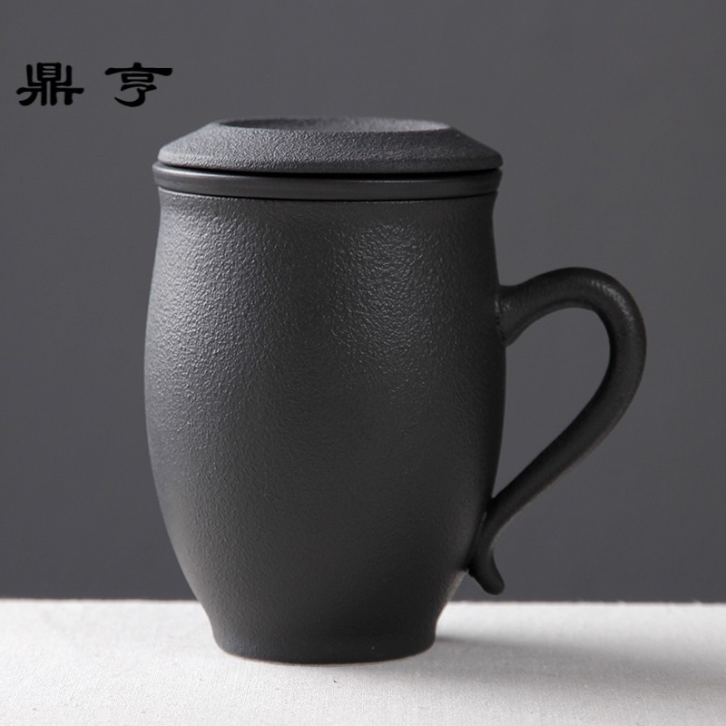 鼎亨日式办公室茶杯陶瓷过滤带盖简约个人泡茶器便携茶杯子马克杯