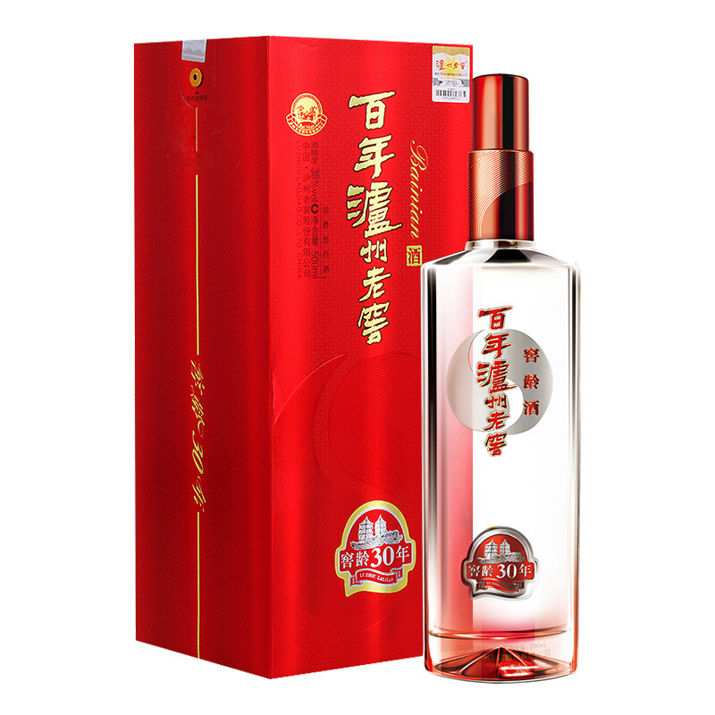 百年老窖窖龄酒 浓香型白酒 窖龄30年 38度 500ml*6瓶 整箱泸州,送精品红酒一箱.