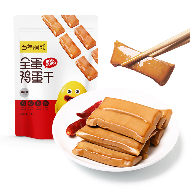 润成鸡蛋干麻辣味、泡椒味组合各一袋 238g*2袋