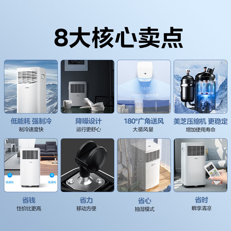 美的(Midea)移动空调单冷一匹家用立式无外机KY-15/N7Y-PHA