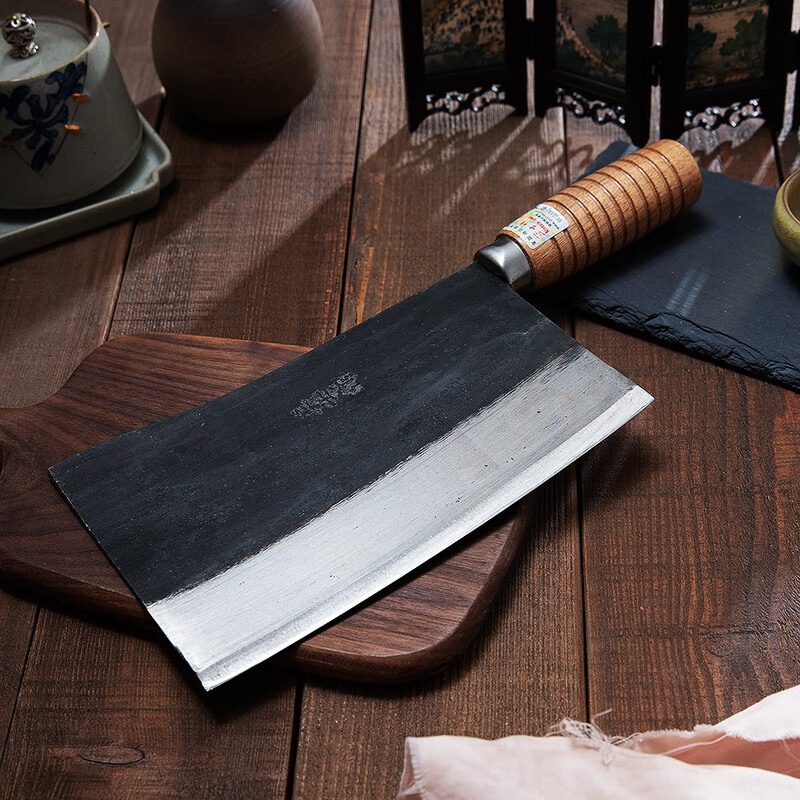 寒铁高端厨房多功能刀具全切割系列锋利耐用设计轻巧优雅家用厨师刀正士作九江弯刀烧腊店鸡鸭鹅专用刀厨房刀具加厚骨剁骨斩骨刀高清大图