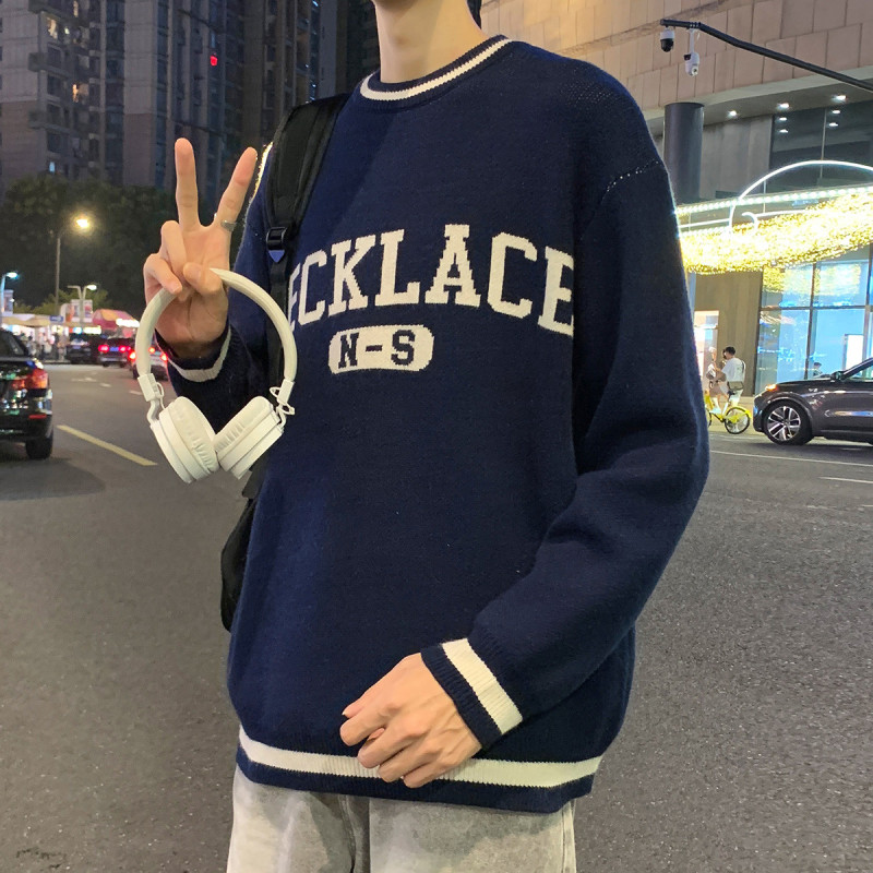 [1.5折价68元]唐狮秋季毛衣男士毛衣秋冬季圆领提花文字毛线衫毛衣男毛衣男秋冬