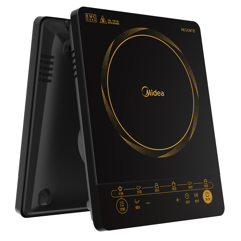 美的(Midea)电磁炉C21-HT2117HM 家用大火力多功能定时 炒菜火锅烧水爆炒电磁灶 配炒锅+汤锅