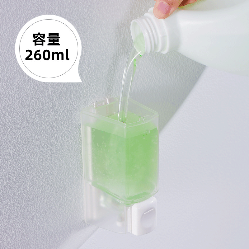瑞沃(SVAVO)壁挂式皂液器卫生间洗手液盒免打孔厨房洗洁精瓶浴室沐浴露盒 V4401白色双格400ml*2单高清大图