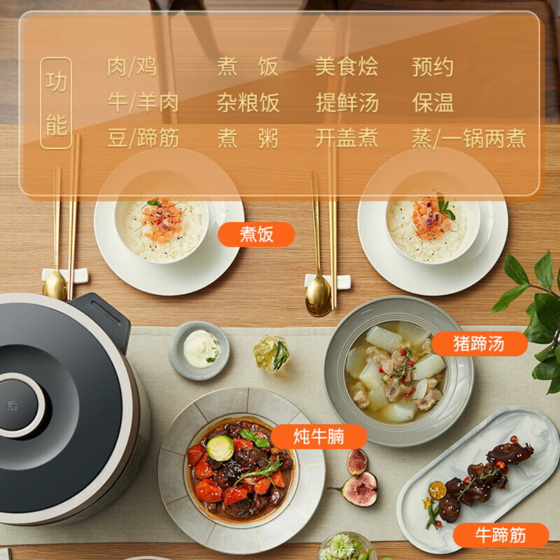 美的YL50M3-751高压锅电压力锅 高压电饭锅电饭煲家用5-8个人大容量智能预约一锅双胆开盖收汁多功能全自动高清大图