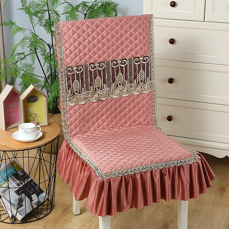 桔红色 连体坐垫 高档凳子套餐椅套家用连体坐垫椅子f防滑靠背垫布