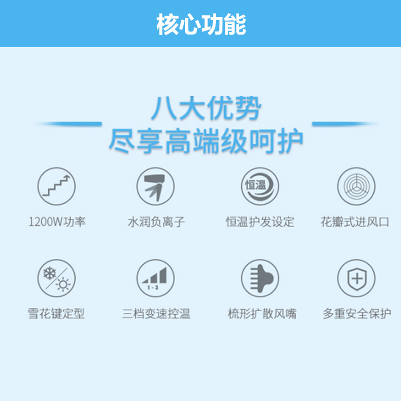 飞利浦电吹风机BHC016可折叠三档可控美发恒温护发吹风筒正品