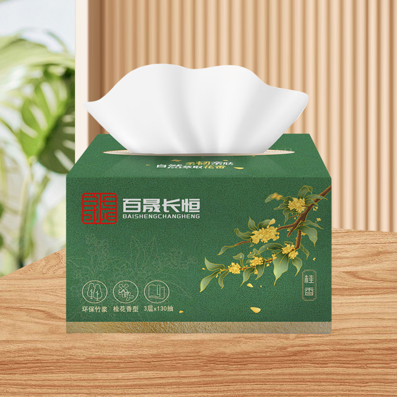 百晟长恒 BSCH-C15GS 3层130抽每盒 190mm*195mm 三盒/包 抽纸(计价单位:盒)绿色高清大图
