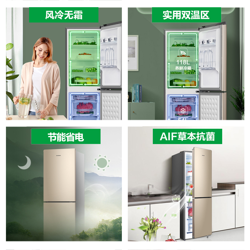 容声(Ronshen)172升 两门双门电冰箱 风冷无霜保鲜节能家用迷你小型租房宿舍实用BCD-172WD11D