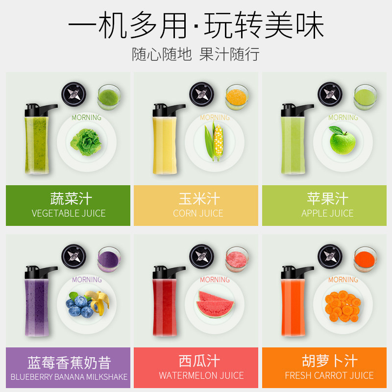 申花(SHENHUA)便携式果汁机SL-021B迷你榨汁机家用随行多功能蔬菜料理果汁杯 榨汁杯 辅食料理机