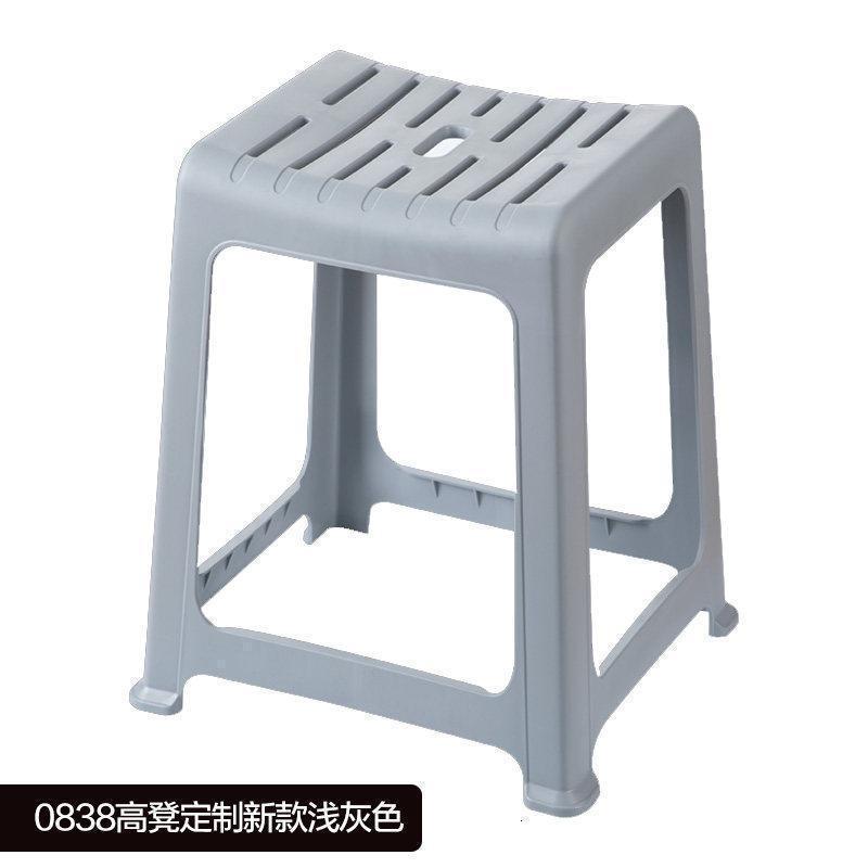 美帮汇塑料凳子加厚成人高凳客厅餐桌条纹凳家用防滑办公室塑料凳子 定制款灰色4只装
