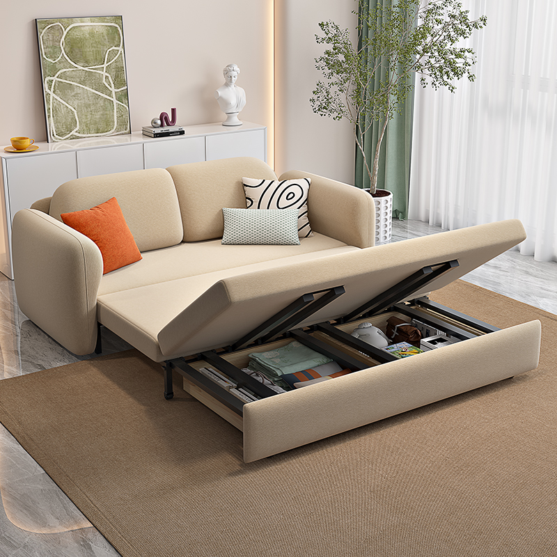 欧梵森 北欧沙发床客厅折叠两用可伸缩轻奢小户型现代简约双人储物组合乳胶布艺沙发简欧风格坐卧多功能家具家装高清大图