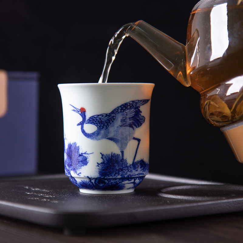 艺锦蓝景德镇釉下彩青花瓷陶瓷纯手绘主人杯功夫茶杯品茗杯个人杯单杯