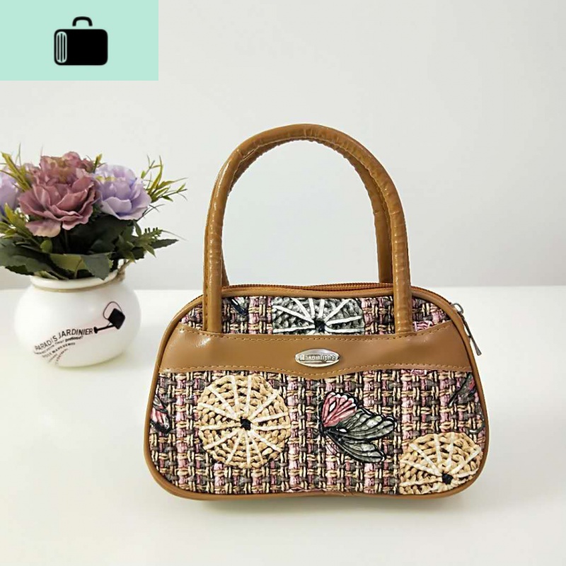 中老年女包妈妈包中老年手提零钱小包包买菜包小拎包手机包包NEW LAKE女士钱包/卡包 805新款仿编织纹卡其色