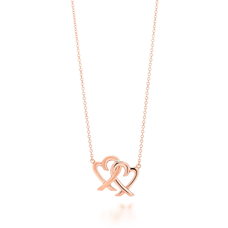 TIFFANY&CO.蒂芙尼Paloma Picasso女士18k金双镂空爱心形扣环项链
