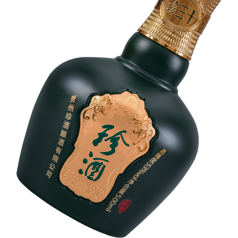 珍酒 珍三十 53度 酱香型白酒 纯粮食坤沙酒 500ml/盒 盒装
