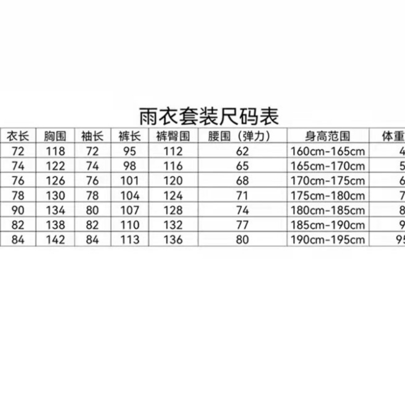 铂牛分体套装雨衣 尺码S--XXXXL号 可定制(M)高清大图