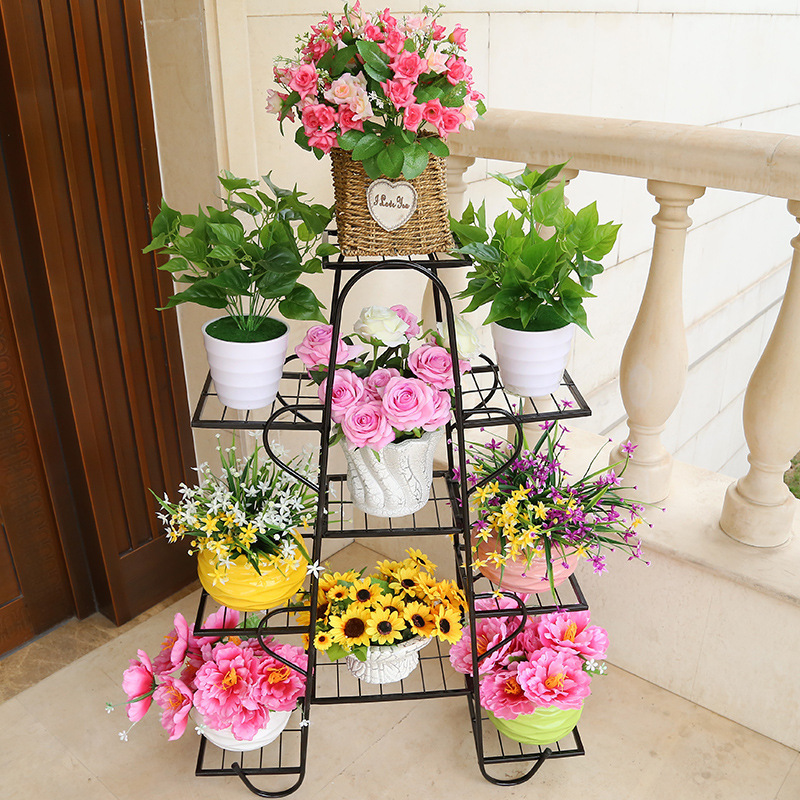 弘拜新款六层欧式铁艺方盘花架花几花盆架子客厅盆栽收纳装饰花草多肉