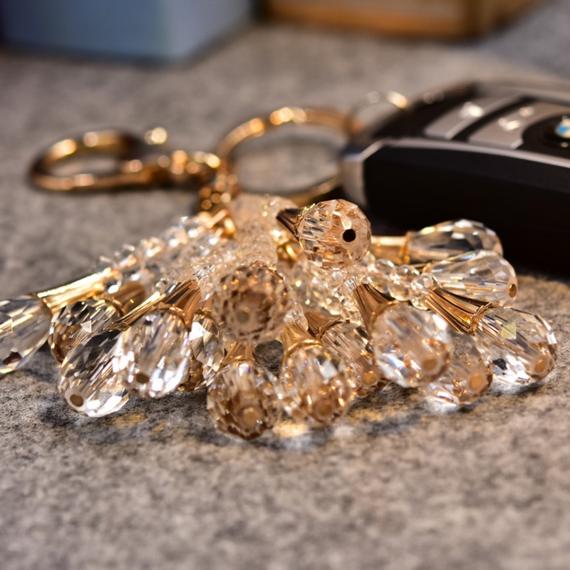 韩国水晶车钥匙扣包包挂件串珠女网红汽车宝马钥匙链精致创意高档