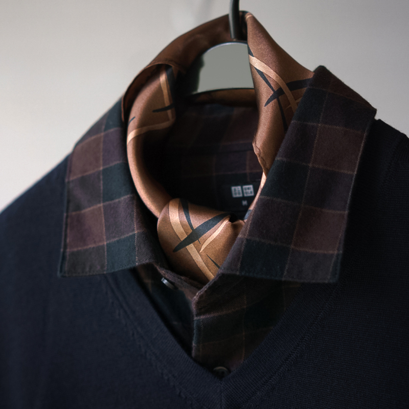 盛世尼曼复古男士丝巾小方巾扣英伦衬衫领巾小围巾百搭美式