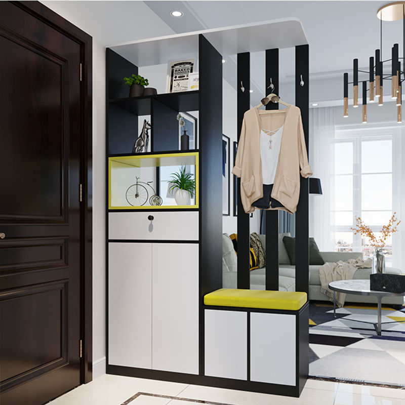 进门鞋柜玄关柜隔断置物架家用客厅门厅柜现代简约衣帽柜衣架一体