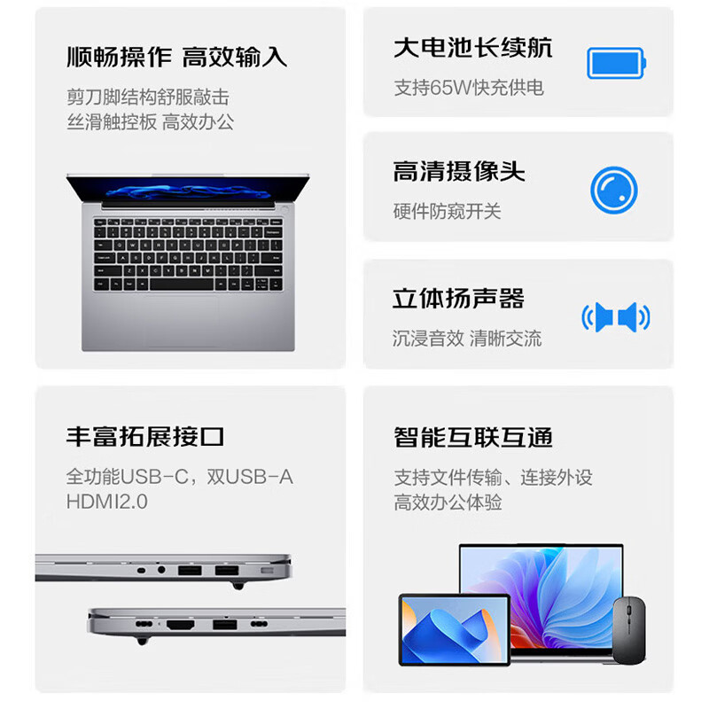 联想(Lenovo)生态异能者 笔记本电脑X14H( AMD R5-7535U 16G+1TB)高性能轻薄笔记本学生便携式高清大图