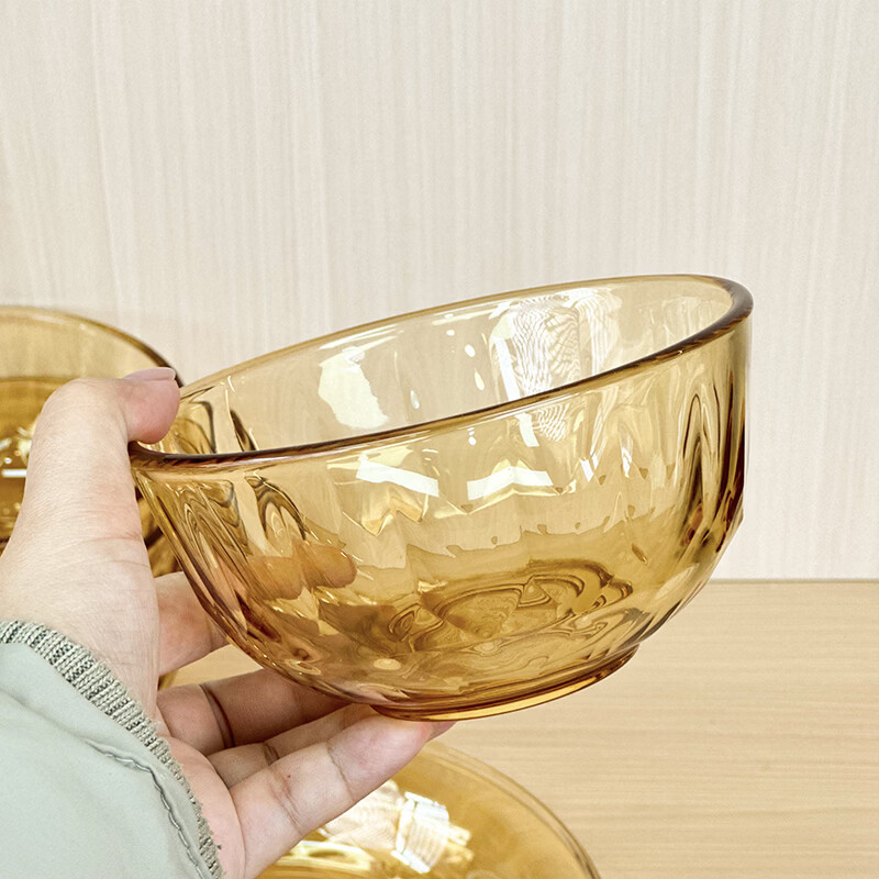 博朗菲(Borownfie) 琥珀色玻璃餐具8件套钻石碗钻石碟方格碟 琥珀色BLF-BC6328高清大图