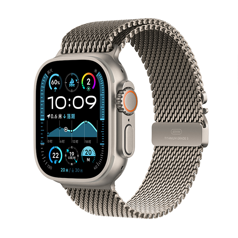 MXDJ3CH/B Apple Watch Ultra 2 蜂窝 49 毫米原色钛金属表壳 原色钛金属米兰尼斯表带-M