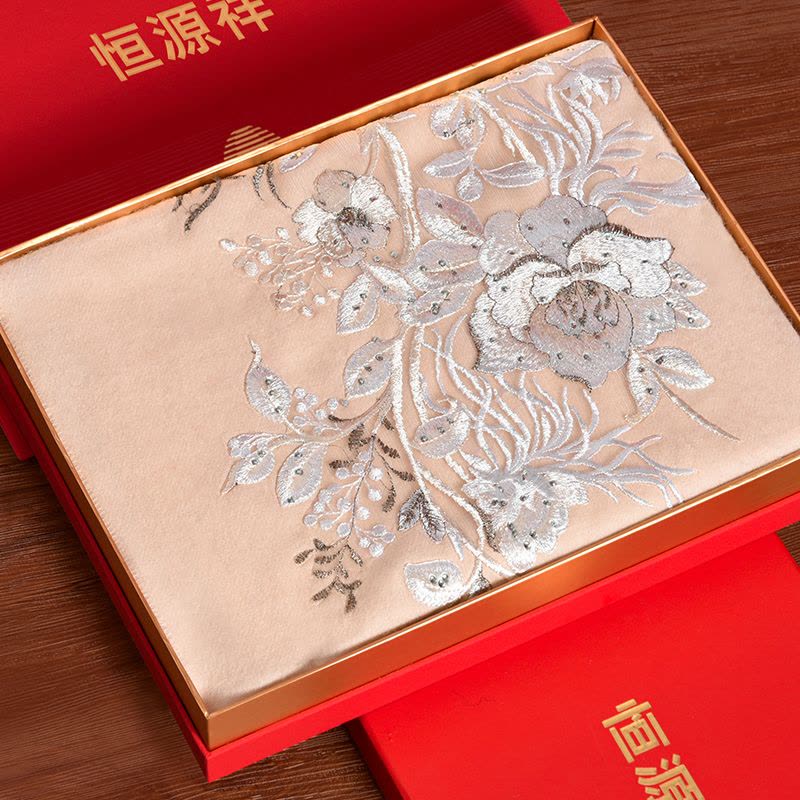恒源祥春秋纯羊毛围巾女送妈妈款旗袍刺绣2023新款婚礼喜婆婆披肩图片