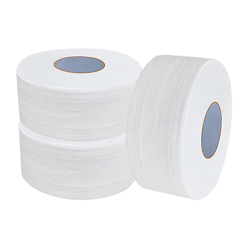 鸣固 大卷纸厕纸卫生纸酒店商用大盘纸厕所纸巾卷筒纸整箱 400克/卷 三层加厚 整箱12卷高清大图