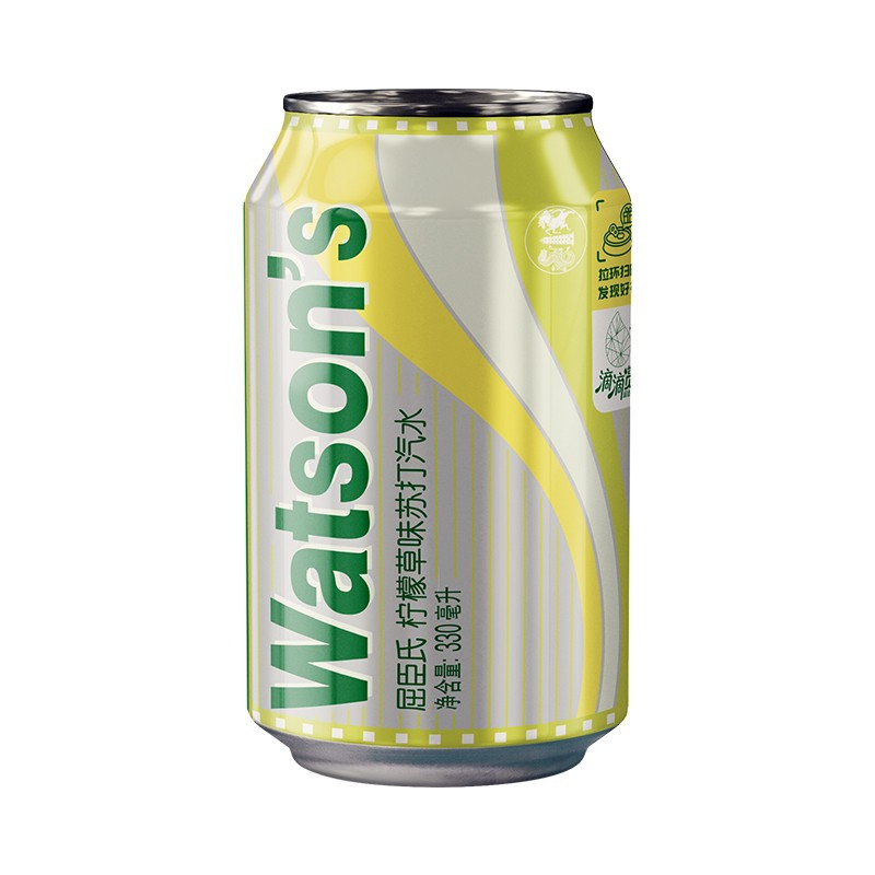 屈臣氏(Watsons) 苏打气泡水330ml*24罐整箱装 无糖0卡路里气泡水调酒含气易拉罐饮料