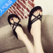 SUNTEK人字拖女坡跟新款夏季时尚外穿防滑高跟海边沙滩松糕厚底凉拖鞋女