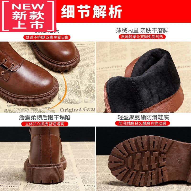 可莉允女童靴子2022年新款秋季洋气公主棉鞋加绒马丁儿童鞋子短靴秋冬款图片