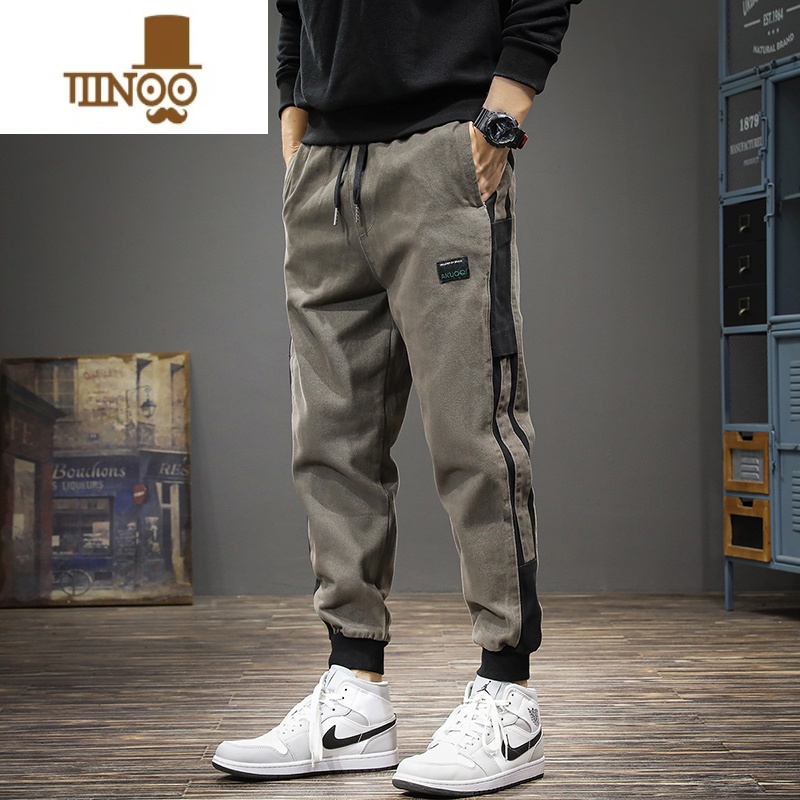 YANXU春季美式潮牌束脚休闲裤男宽松长裤大码加肥加大松紧腰哈伦裤高清大图