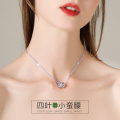 鑫铂尼轻奢品牌四叶草小蛮腰925纯银项链女韩版简约气质玫瑰金彩金锁骨链转运珠小众网红潮生日礼物送女友