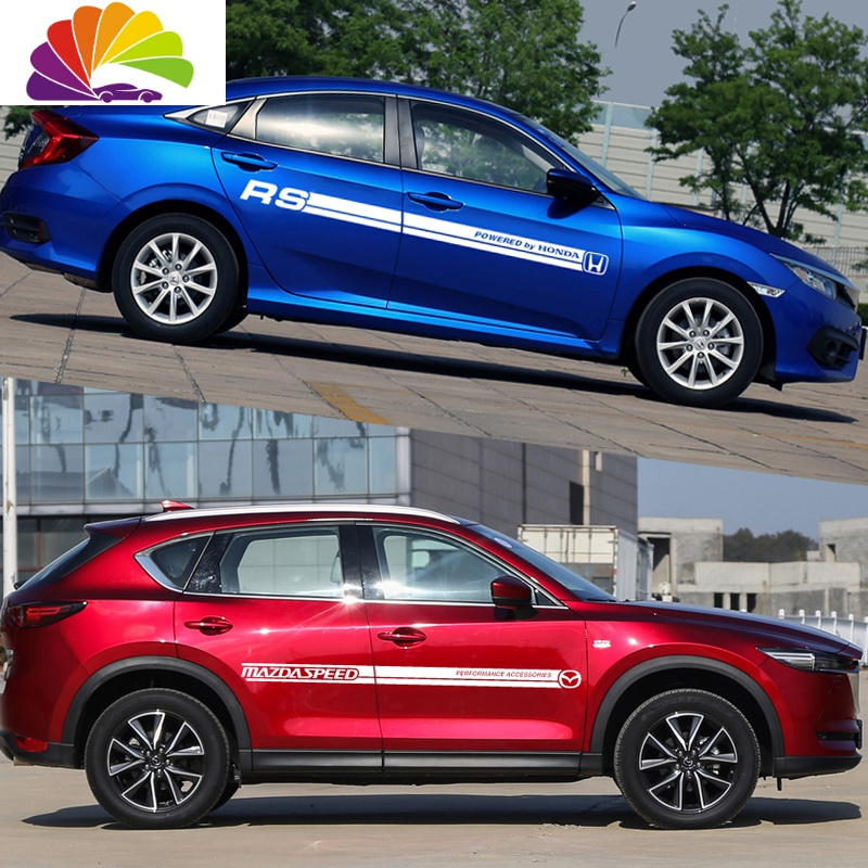 主义汽车车贴纸个性改装腰线拉花装饰贴画全车身划痕遮挡通用整车贴花