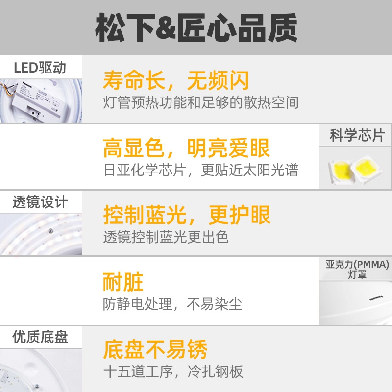 松下明畔客厅灯简约现代大气家用LED智能遥控调光调色吸顶灯具调光调色夜灯 新升级100W-HHLAZ6078A