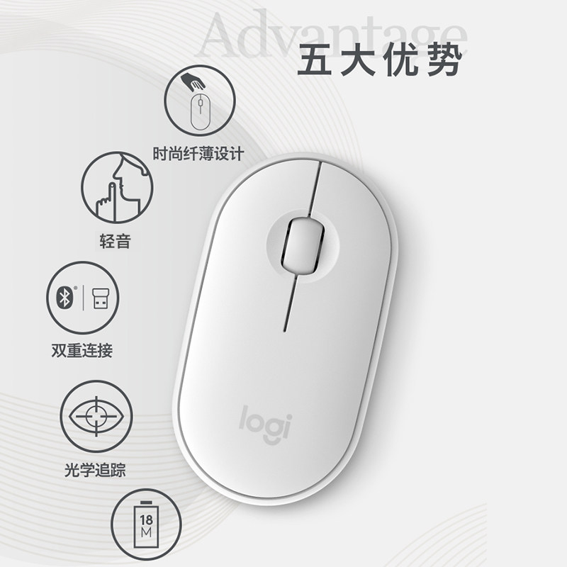 罗技(Logitech) LOGITECH PEBBLE无线鼠标-玫瑰粉高清大图