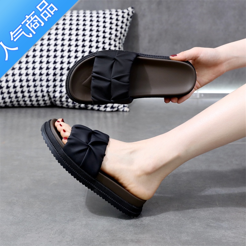 SUNTEK外穿一字拖凉鞋女2023夏新款厚底沙滩鞋配裙子仙女风一字拖大码41高清大图