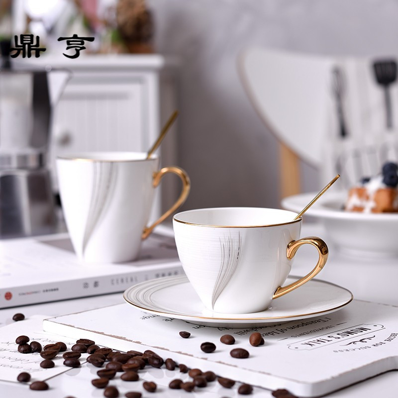 鼎亨北欧式个性咖啡杯碟家用办公简约骨瓷花茶红茶水杯英式下午茶
