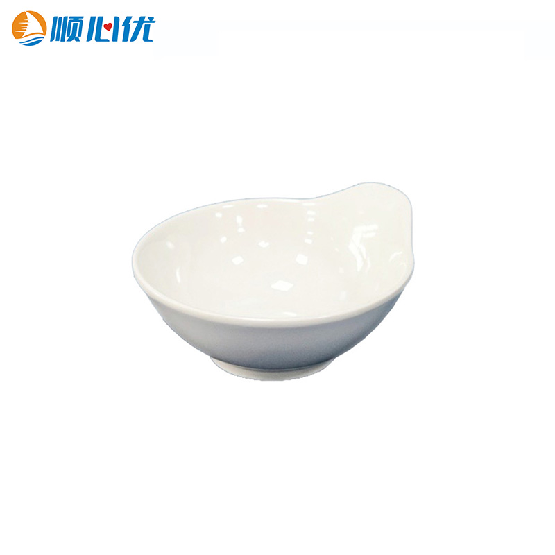 顺心优 耐高温白色纯密胺碗 单耳碗4.5寸直径11.7cm/个高清大图