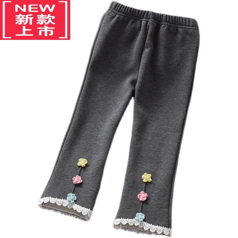 可莉允女童加绒裤子秋冬宝宝洋气保暖一体绒打底裤小女孩外穿百搭喇叭裤保暖裤图片
